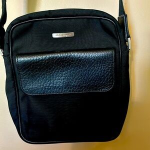 Authentic Salvatore Ferraro black leather nylon crossbody bag